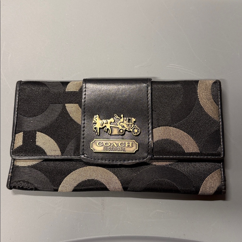 Coach Black and Brown Patterned Wallet